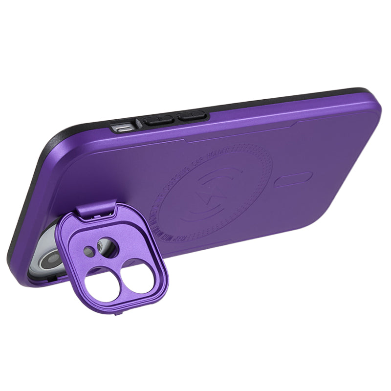 For iPhone 12 6.1 inch Drop-proof PC+TPU Phone Case Lens Frame Kickstand Cover Compatible with MagSafe For iPhone 12 6.1 inch Drop-proof PC+TPU Phone Case Lens Frame Kickstand Cover Compatible with MagSafe